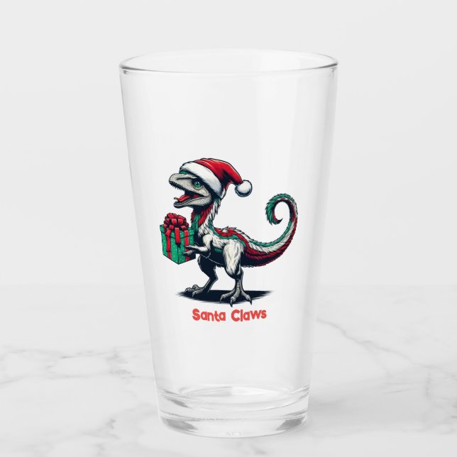 Copo De Pint Raptor de chapéu de Natal (Frente)