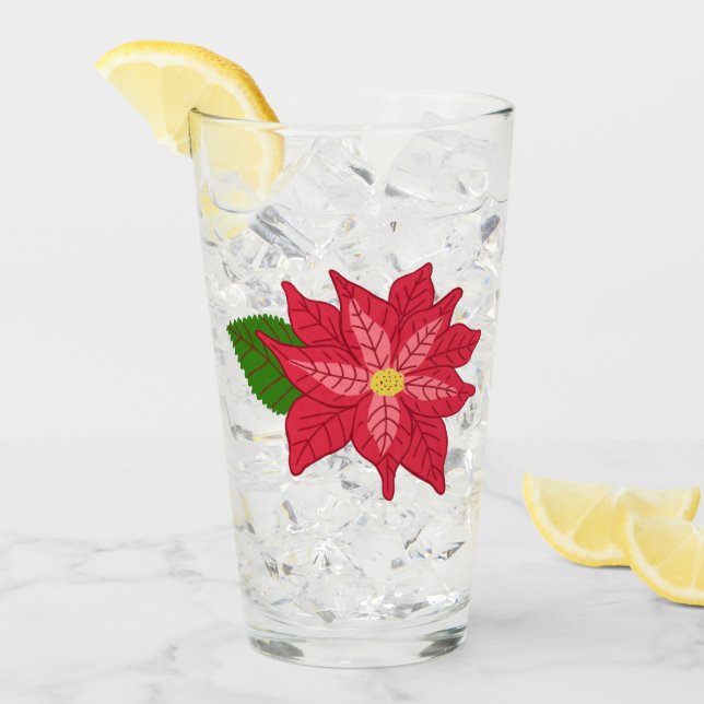 Copo De Pint Red and Pink Christmas Poinsettia (Gelo frontal)
