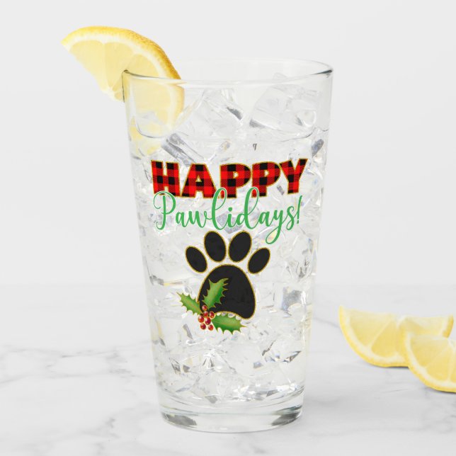 Copo De Pint Red Buffalo Xadrez Paw Imprimir Natal (Gelo frontal)