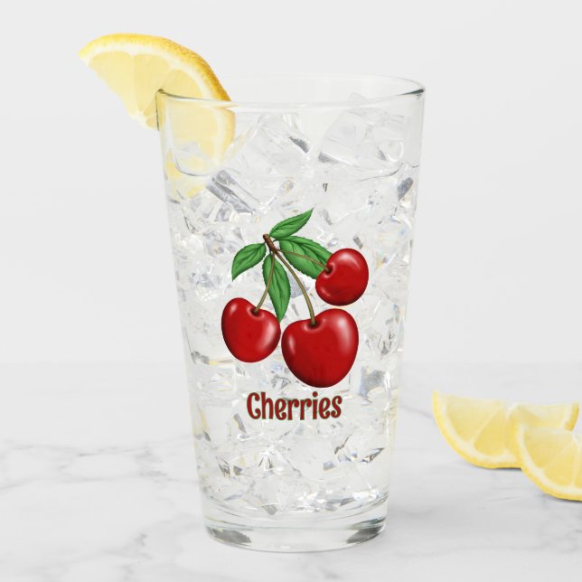 Copo De Pint Red Cherries Cluster Design Personalizado (Gelo frontal)