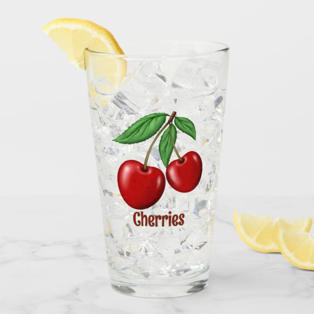 Copo De Pint Red Cherries Design Personalizado (Gelo frontal)