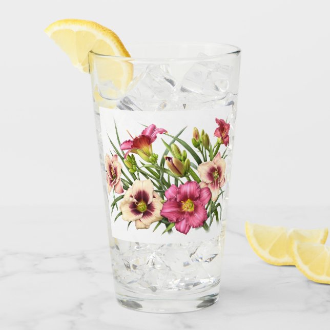 Copo De Pint Red Daylily Floral (Gelo frontal)