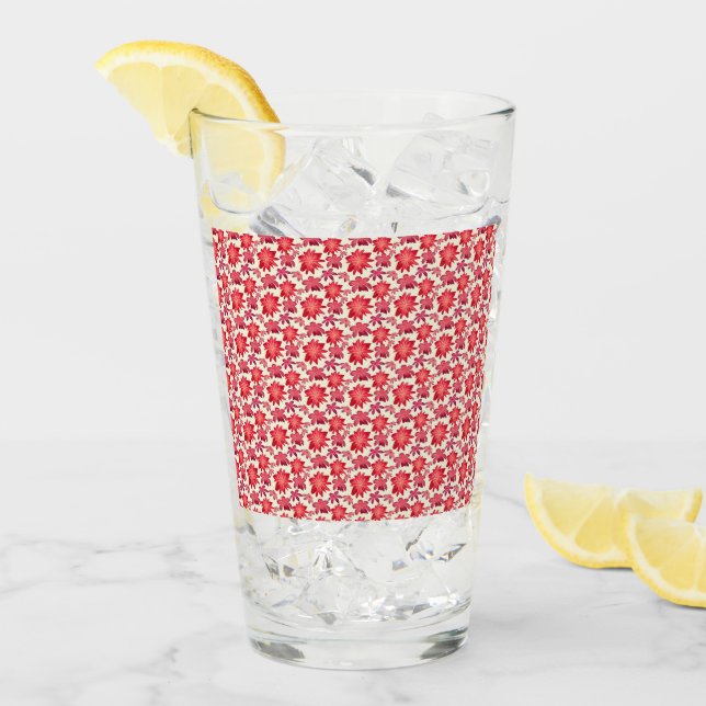 Copo De Pint Red Pink Floral Seamless Pattern Dark Aesthetic  (Gelo frontal)