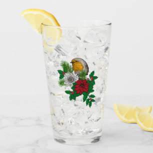 Copo De Pint Red robin sobre decoração de Natal