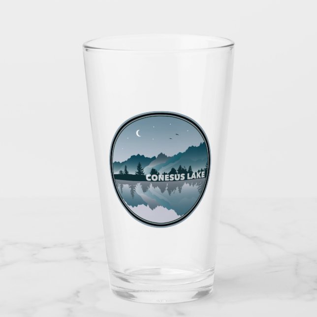 Copo De Pint Reflexão do Lago Conesus em Nova York (Frente)