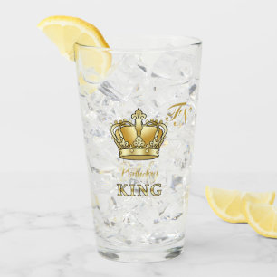 Copo De Pint Rei de Aniversário Coroa Dourada Monograma Luxo