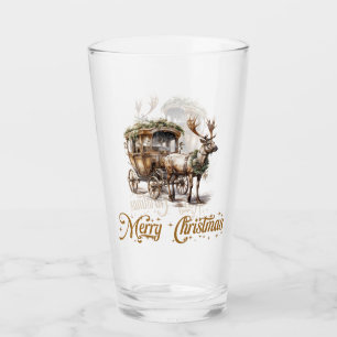 Copo De Pint Reindeado de Natal verde-Vintage e ouro
