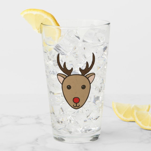 Copo De Pint Reindeer Holiday Glass Tumbler (Gelo frontal)