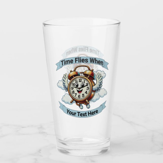 Copo De Pint Relógio de Voo Personalizável "Quando" (Frente)