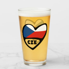 Copo De Pint República Checa Código do país Flag Heart, CZE