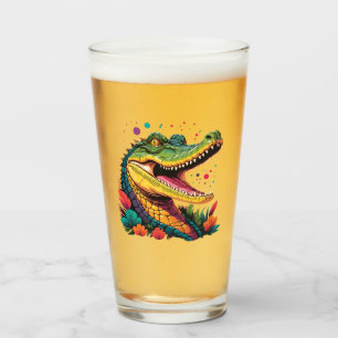 Copo De Pint Retrato Crocodilo Colorido