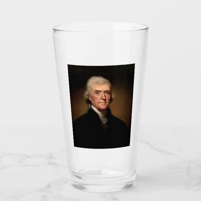 Copo De Pint Retrato de Thomas Jefferson (por Rembrandt Peale) (Frente)
