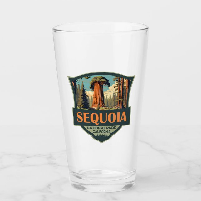 Copo De Pint Retro de Ilustração do Parque Nacional Sequoia (Frente)