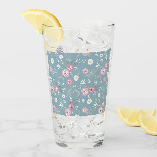 Copo De Pint Retro floral pattern. (Gelo frontal)