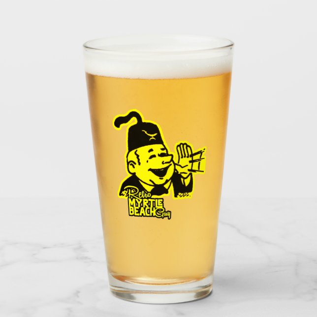 Copo De Pint retro mirtle cara de praia (Frente (Preenchido))