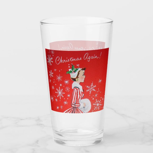 Copo De Pint retro vintge Natal Lady Holiday (Frente)