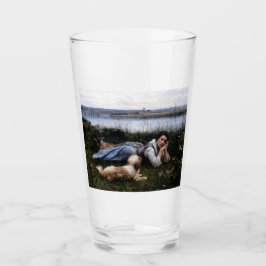 Copo De Pint Reverioso (Garota deitada na grama com seu cachorr