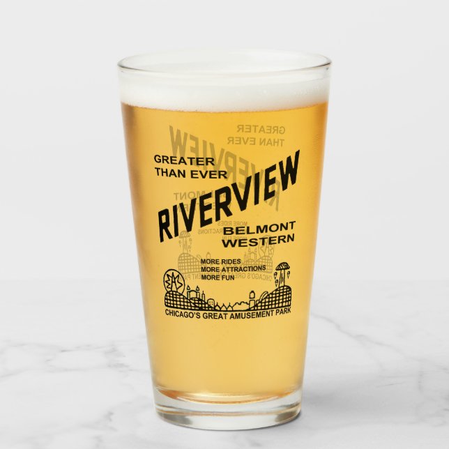 Copo De Pint Riverview Amusement Park, Chicago, IL 1904-1967 (Frente (Preenchido))