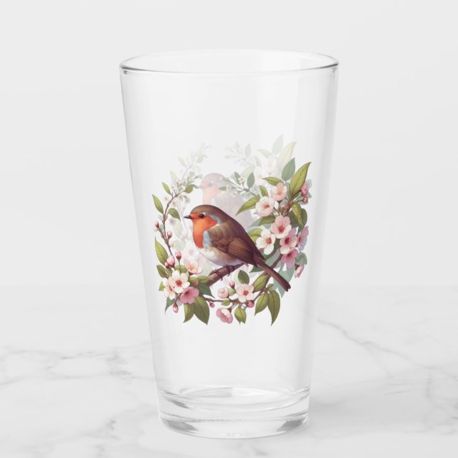 Copo De Pint Robin entre o Bebendo das Flores (Frente)