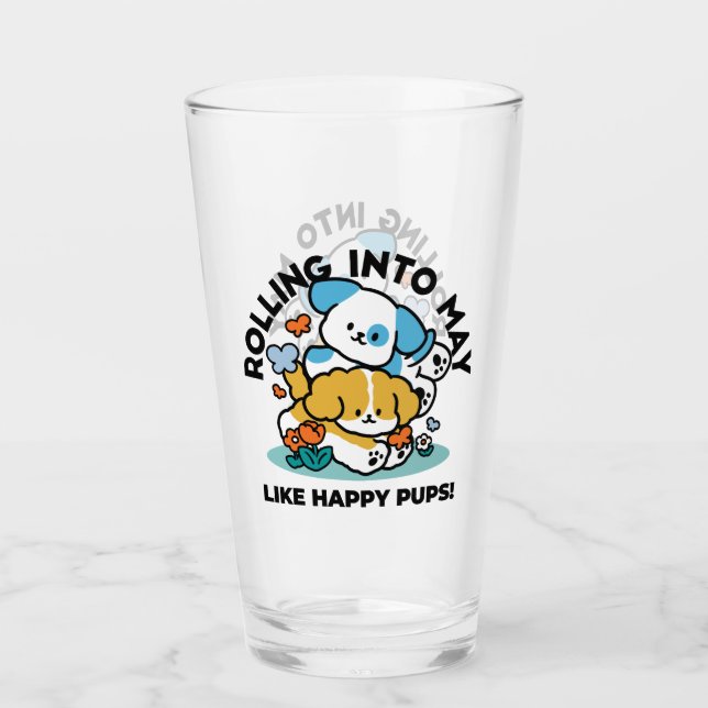 Copo De Pint Rolando Para Maio Como Pups Felizes - Cachorro Pri (Frente)