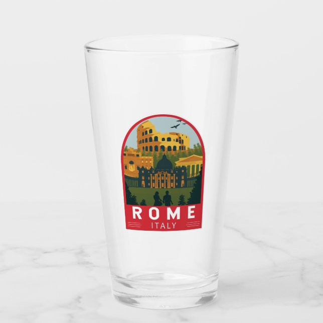Copo De Pint Roma Itália Viagem Retro Emblem (Frente)