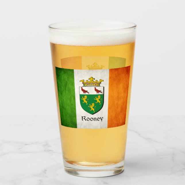Copo De Pint Rooney Surname Irish Flag (Frente (Preenchido))