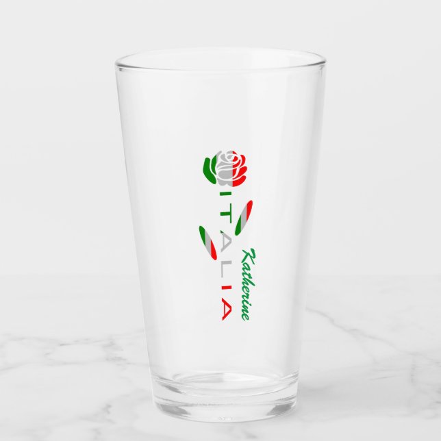 Copo De Pint Rosa Bandiera Italiana con Italia Personalizada (Frente)
