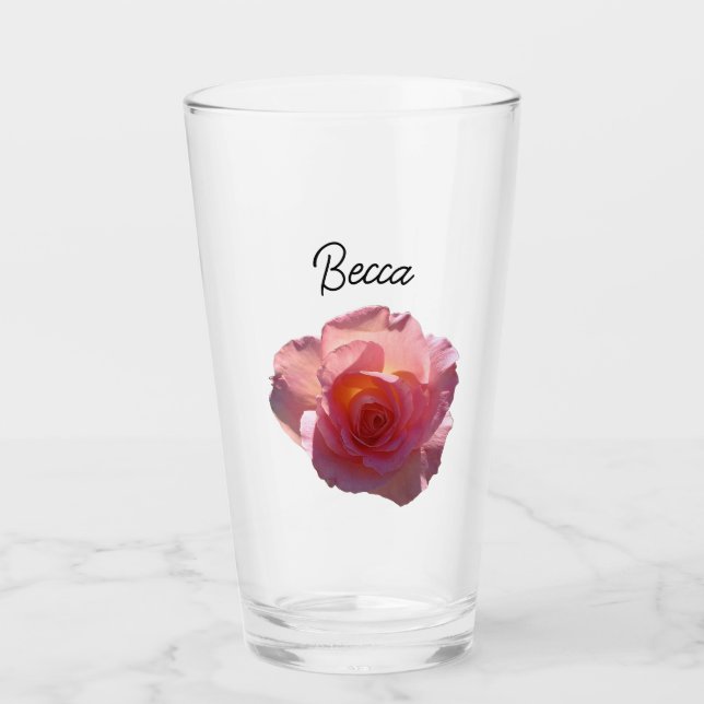 Copo De Pint Rosa Chá Rosa Radiante Personalizada (Frente)