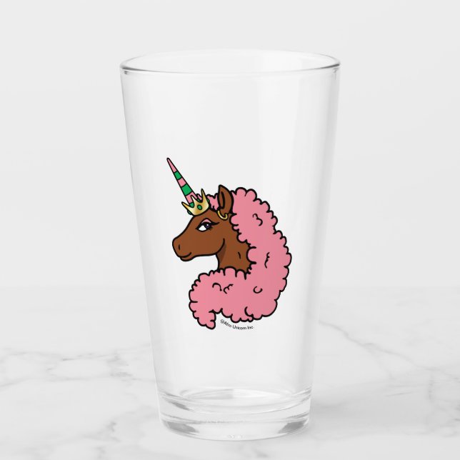 Copo De Pint Rosa claro Afro Unicorn (Frente)