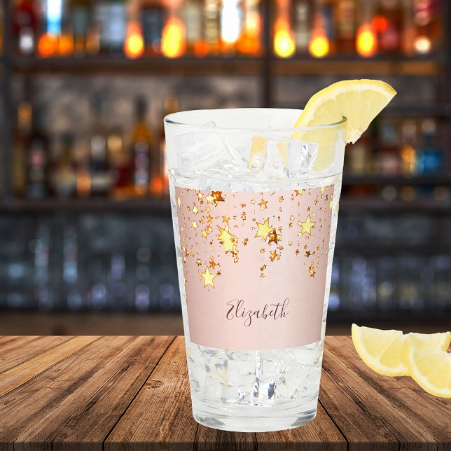Copo De Pint Rosa dourado blush dourado nome das estrelas doura (Criador carregado)
