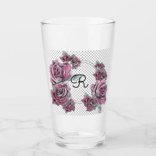 Copo De Pint Rosa vermelha Ponto de Aquarela Mulher Tumbler Ini (Frente)