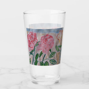 Copo De Pint Rosas de Verão abstrato