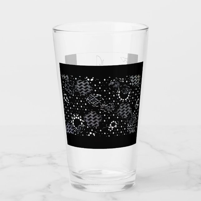 Copo De Pint Rose Sketch and Starlight Silkscreen glassware (Frente)