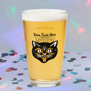 Copo De Pint Rosto preto de Gato Feliz