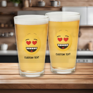 Copo De Pint Rosto sorridente com olhos em forma de coração