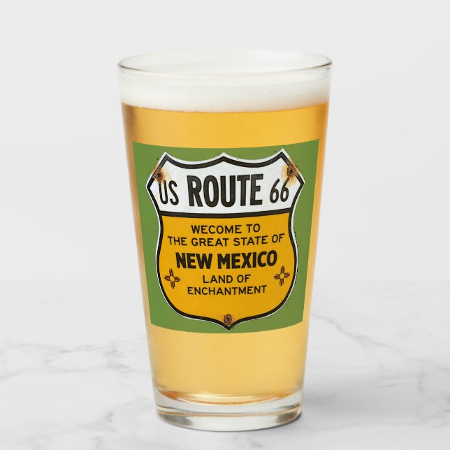 Copo De Pint Rota 66 dos EUA Novo México (Frente (Preenchido))