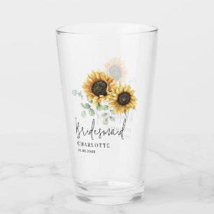 Copo De Pint Roteiro de Bridesmaid Floral de Sunflower Eucalypt
