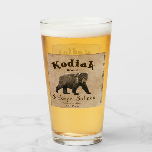 Copo De Pint Rótulo de Salmão Vintage Kodiak (Frente (Preenchido))