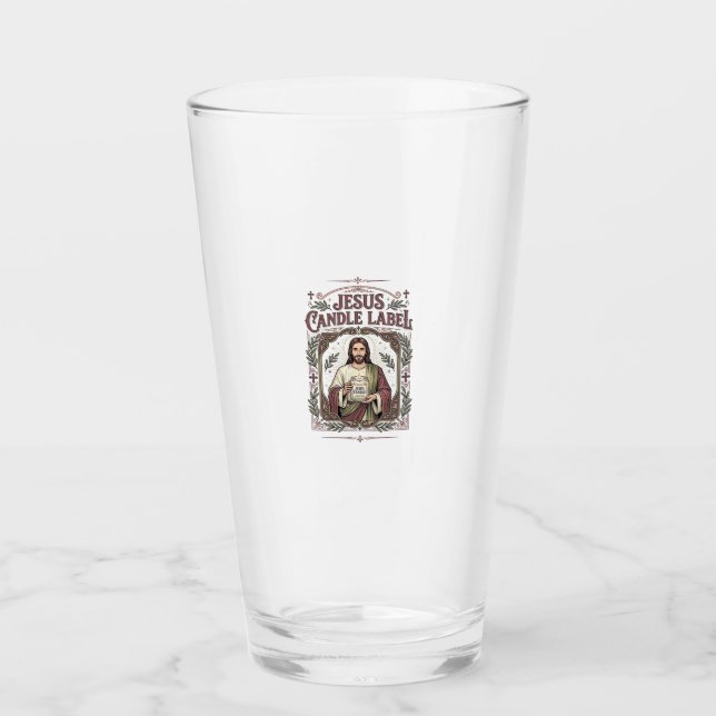 Copo De Pint Rótulo de Vela Jesus Vela Jesus Fé Cristã Vi (Frente)