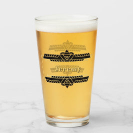 Copo De Pint Rótulo Dourado de Deco de Arte Negra