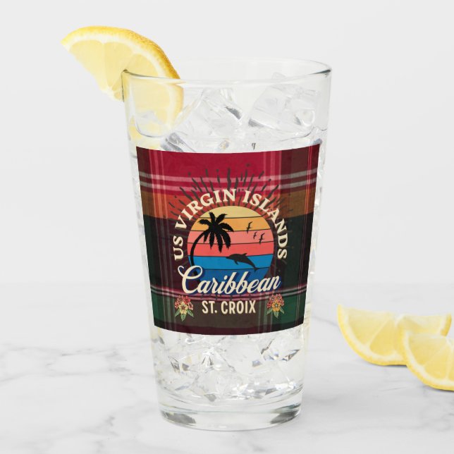 Copo De Pint RUA das Ilhas Virgens dos EUA. Croix USVI Madras T (Gelo frontal)