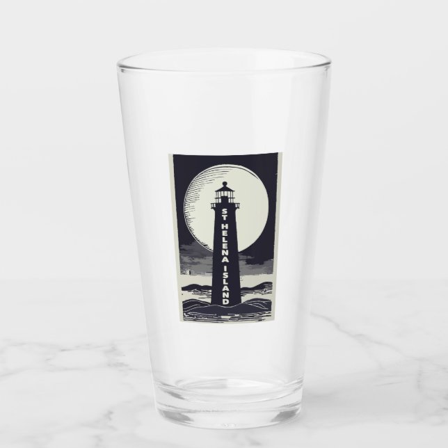 Copo De Pint Rua: Helena Island Michigan Lighthouse Moon (Frente)