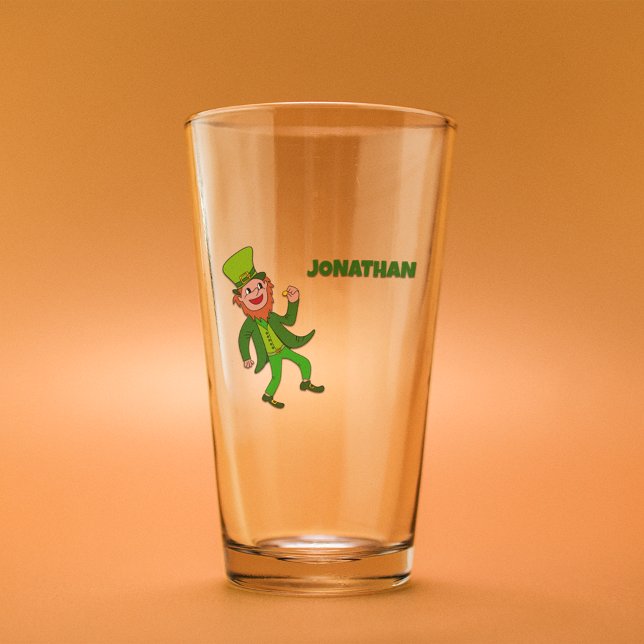 Copo De Pint Rua personalizada de Cartoon Leprechaun. Dia de Pa (Criador carregado)