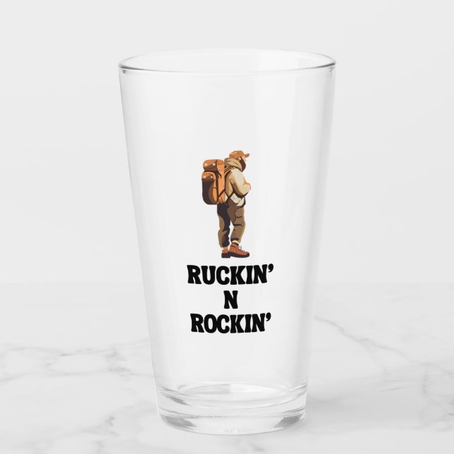 Copo De Pint Ruckin' N Rockin' para o Hiker Rucking (Frente)
