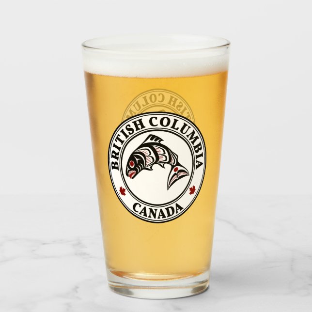 Copo De Pint Salmão de Arte Negra Negra Negra Nativa Americana (Frente (Preenchido))