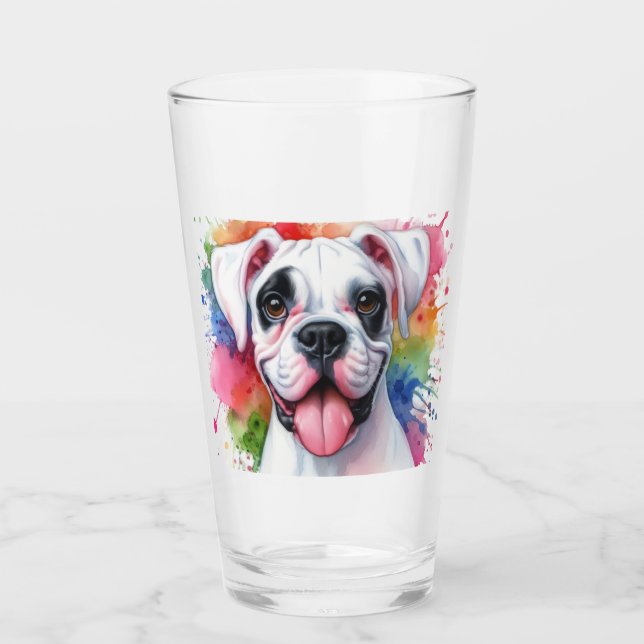 Copo De Pint Salpicos de Aquarela de Cachorro Boxer (Frente)