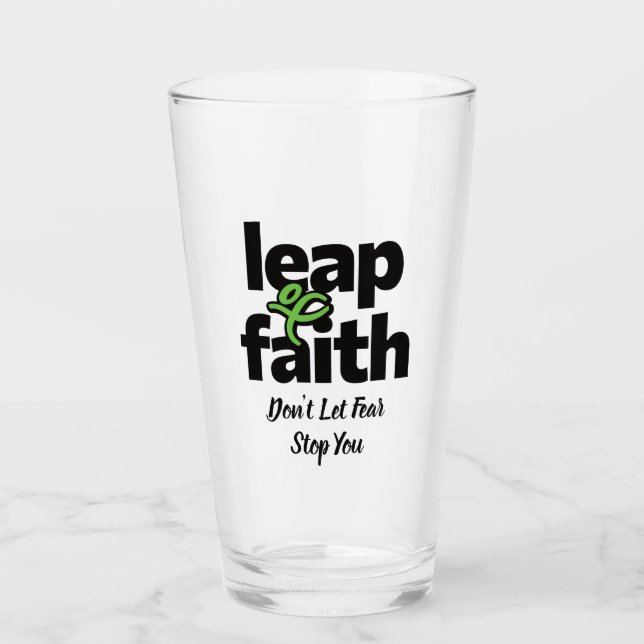 Copo De Pint Salto de Fé Não Deixe o Medo Parar Você (Frente)