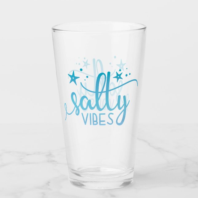 Copo De Pint Salty Vibes Ocean Beach Pint Glass (Frente)