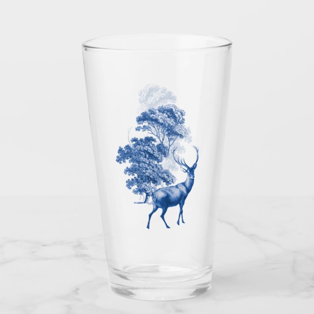 Copo De Pint Salva Azul Clássica de Torre na Floresta (Frente)