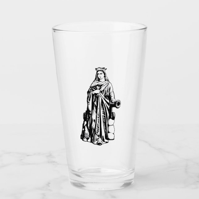 Copo De Pint Santa Bárbara a Grande Mártir Arte Gráfico Sagrado (Frente)